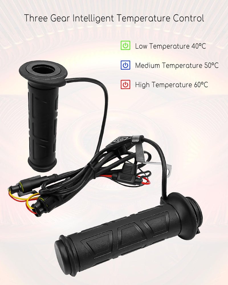 TADYAO 7/8'' Motorcycle Handlebar Heated Grips, Universal 12V 3 Temperature Electric Heated Hand Grips Compatible with Harley Honda Kawasaki Yamaha Dirt Bike 22mm Diameter Handlebar Motorcycle - Image 4